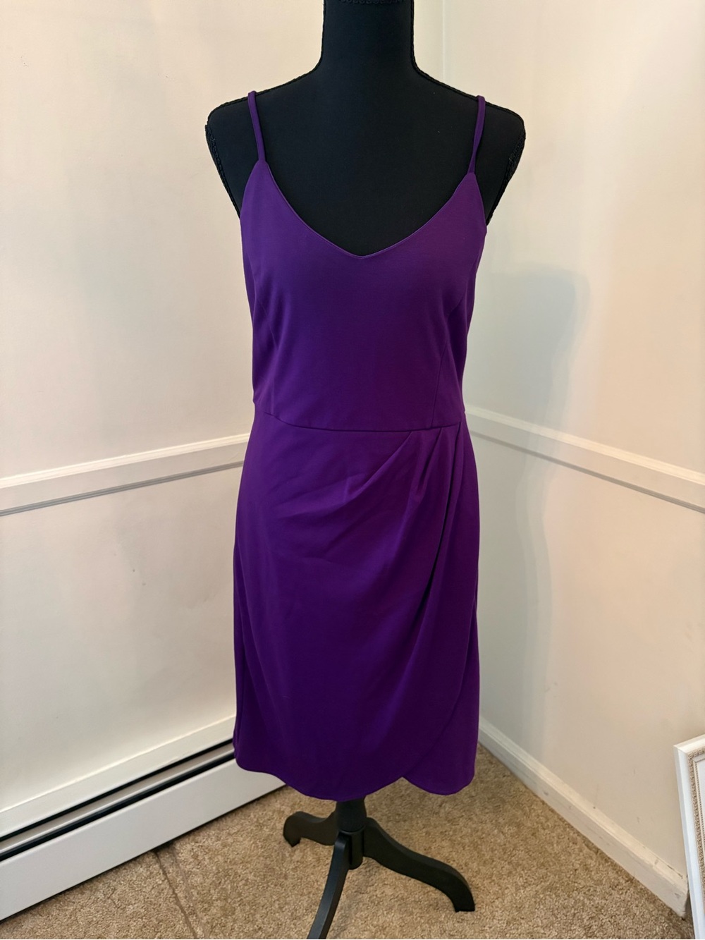 Zalalus Women Purple Cocktail Dress Adjustable Spaghetti Straps Sz Lg NWT